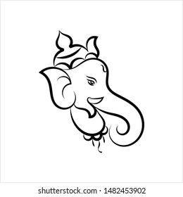 Ganesha The Lord Of Wisdom Calligraphic Style Vector Art Illustration