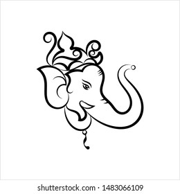Ganesha The Lord Of Wisdom Calligraphic Style Vector Art Illustration