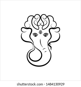 Ganesha The Lord Of Wisdom Calligraphic Style Vector Art Illustration