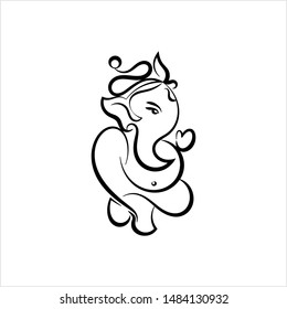 Ganesha The Lord Of Wisdom Calligraphic Style Vector Art Illustration