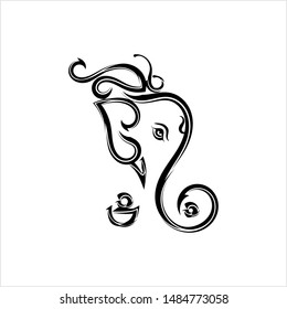 Ganesha The Lord Of Wisdom Calligraphic Style Vector Art Illustration