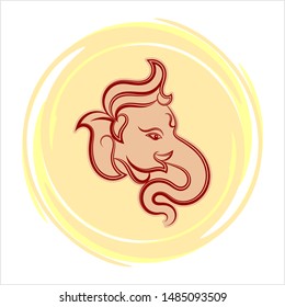 Ganesha The Lord Of Wisdom Calligraphic Style Vector Art Illustration