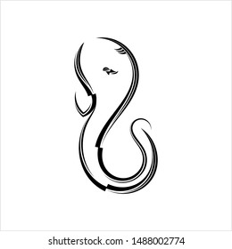 Ganesha The Lord Of Wisdom Calligraphic Style Vector Art Illustration