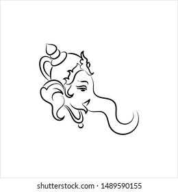 Ganesha The Lord Of Wisdom Calligraphic Style Vector Art Illustration