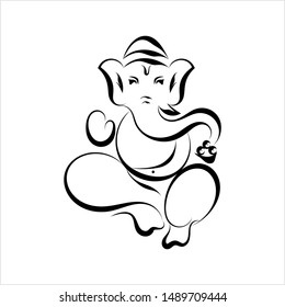 Ganesha Lord Wisdom Calligraphic Style Vector Stock Vector (royalty 