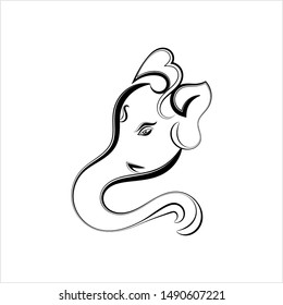 Ganesha The Lord Of Wisdom Calligraphic Style Vector Art Illustration