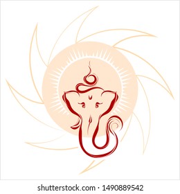 Ganesha The Lord Of Wisdom Calligraphic Style Vector Art Illustration
