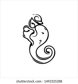 Ganesha The Lord Of Wisdom Calligraphic Style Vector Art Illustration