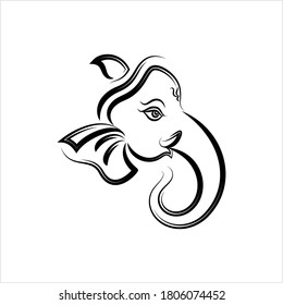Ganesha The Lord Of Wisdom Calligraphic Style Vector Art Illustration