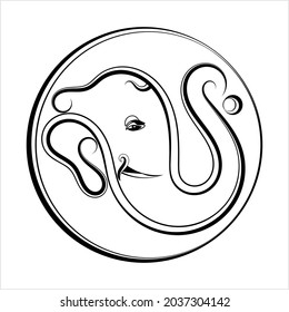 Ganesha The Lord Of Wisdom Calligraphic Style Vector Art Illustration