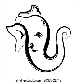 Ganesha The Lord Of Wisdom Calligraphic Style Vector Art Illustration