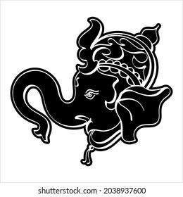 Ganesha The Lord Of Wisdom Calligraphic Style Vector Art Illustration