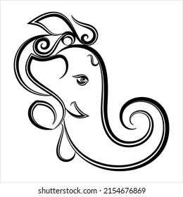 Ganesha The Lord Of Wisdom Calligraphic Style Vector Art Illustration