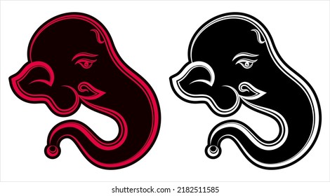 Ganesha The Lord Of Wisdom Calligraphic Style Vector Art Illustration