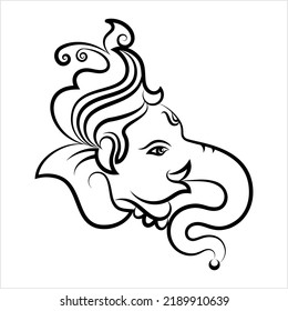 Ganesha The Lord Of Wisdom Calligraphic Style Vector Art Illustration