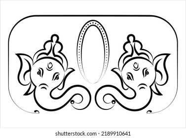 Ganesha The Lord Of Wisdom Calligraphic Style Vector Art Illustration