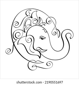Ganesha The Lord Of Wisdom Calligraphic Style Vector Art Illustration