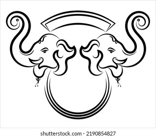 Ganesha The Lord Of Wisdom Calligraphic Style Vector Art Illustration