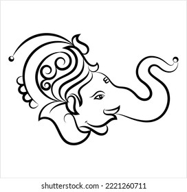 Ganesha The Lord Of Wisdom Calligraphic Style Vector Art Illustration