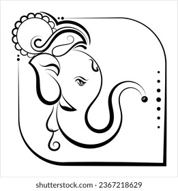 Ganesha The Lord Of Wisdom Calligraphic Style Vector Art Illustration