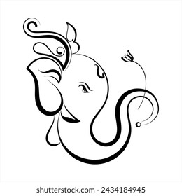 Ganesha The Lord Of Wisdom Calligraphic Style Vector Art Illustration