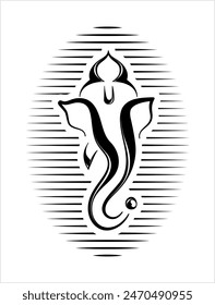 Ganesha The Lord Of Wisdom Calligraphic Style Vector Art Illustration