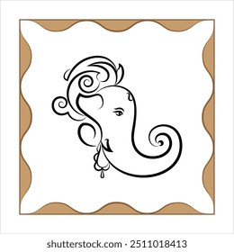 Ganesha The Lord Of Wisdom Calligraphic Style Vector Art Illustration