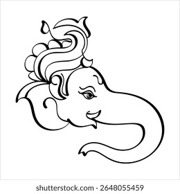 Ganesha O Senhor Da Sabedoria Estilo Caligráfico Ilustração De Arte Vetorial