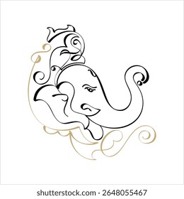 Ganesha O Senhor Da Sabedoria Estilo Caligráfico Ilustração De Arte Vetorial
