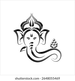 Ganesha O Senhor Da Sabedoria Estilo Caligráfico Ilustração De Arte Vetorial