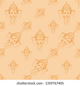 Ganesha The Lord Of Wisdom Seamless Pattern Vector Art Illustration