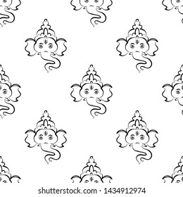 Ganesha The Lord Of Wisdom Seamless Pattern Vector Art Illustration