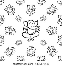Ganesha El Señor De La Sabiduría Ilustración De Arte Vector De Patrón Sin Maravilla