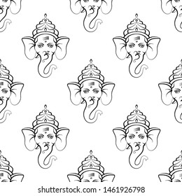 Ganesha, der Herr der Weisheit, nahtlose Mustervektor Kunstillustration