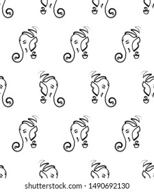 Ganesha The Lord Of Wisdom Seamless Pattern Vector Art Illustration