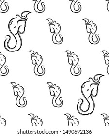 Ganesha The Lord Of Wisdom Seamless Pattern Vector Art Illustration