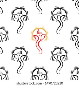 Ganesha The Lord Of Wisdom Seamless Pattern Vector Art Illustration