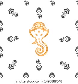 Ganesha The Lord Of Wisdom Seamless Pattern Vector Art Illustration