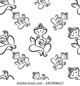 Ganesha The Lord Of Wisdom Seamless Pattern Vector Art Illustration