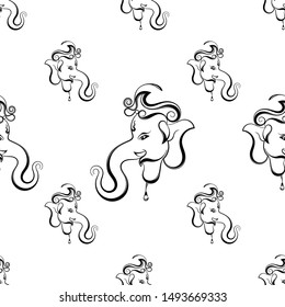 Ganesha The Lord Of Wisdom Seamless Pattern Vector Art Illustration