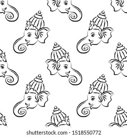 Ganesha The Lord Of Wisdom Seamless Pattern Vector Art Illustration