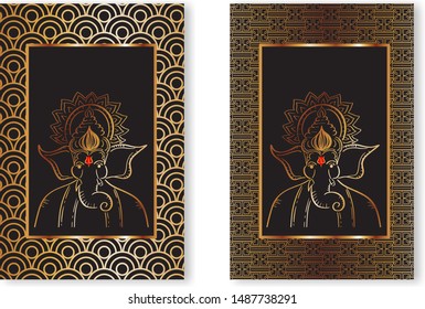 Ganesha The Lord Of Wisdom, Various Design Collection
Gold elegant frame style luxury hand-drawn Vector Illustration.