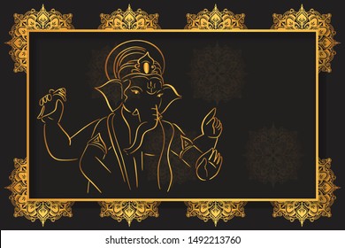 Ganesha The Lord Of Wisdom, Various Design Collection
Gold elegant frame style luxury hand-drawn Vector Illustration.