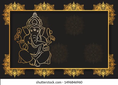 Ganesha The Lord Of Wisdom, Various Design Collection
Gold elegant frame style luxury hand-drawn Vector Illustration.