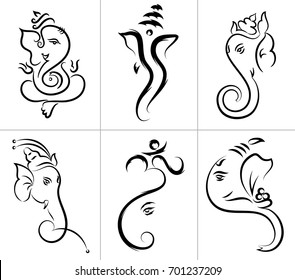 Ganesha The Lord Of Wisdom, Various Design Collection Vector Illustration