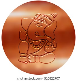 Ganesha - Metallic Copper Embossed Vector Design