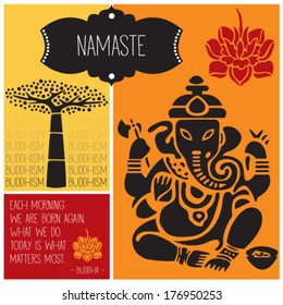 ganesha namaste buddhism vector illustration