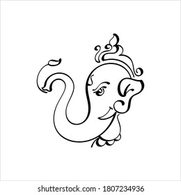 Ganesha Lord Wisdom Calligraphic Style Vector Stock Vector (Royalty ...