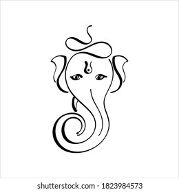 Ganesha Pen Ink Style, The Lord Of Wisdom Hand Drawn Vector Art Illustration