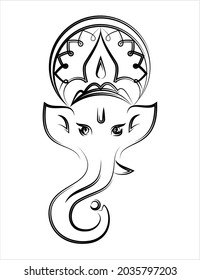 Ganesha Pen Ink Style, The Lord Of Wisdom Hand Drawn Vector Art Illustration